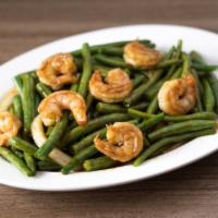 String Bean Shrimp · Crisp string beans and onions stir-fried with Shrimp in our house brown sauce.