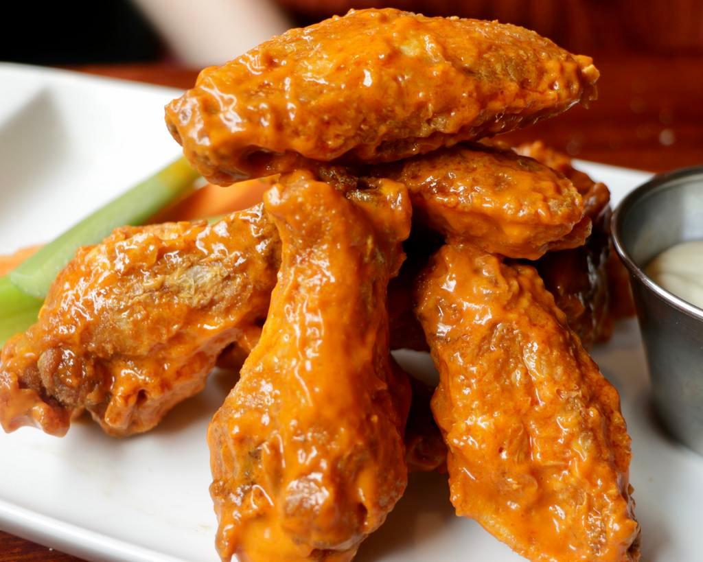 Shannon Rose Wings · Traditional Buffalo, BBQ,  or sweet chili sauce. Bleu cheese or ranch.