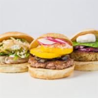 Build Your Own Chicken Burger · Start with a ground chicken patty (antibiotic-free), and add your favorite toppings. Enjoy!