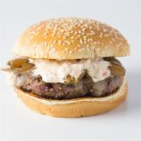 No. 1 - Farmburger · 100% Grassfed Beef Patty, Aged Tillamook White Cheddar, Caramelized Onions, FB sauce (zesty ...