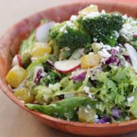 Farm Salad - Large · Mixed greens with five-spiced yellow beets, garlic broccoli, sliced radishes, local feta che...