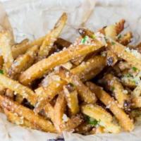 Basket of FB Fries · Signature hand-cut fries topped with parmesan, garlic and herbs.