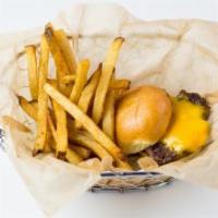 Lil Cheeseburger Meal · 100% grassfed beef burger topped with Tillamook yellow cheddar. Served with fries OR fruit &...