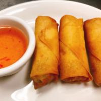 Poh Pea Pak (4 Veggie egg roll) · Crispy egg roll with cabbage, carrot, onion, ginger, and bean threads noodles served with sw...