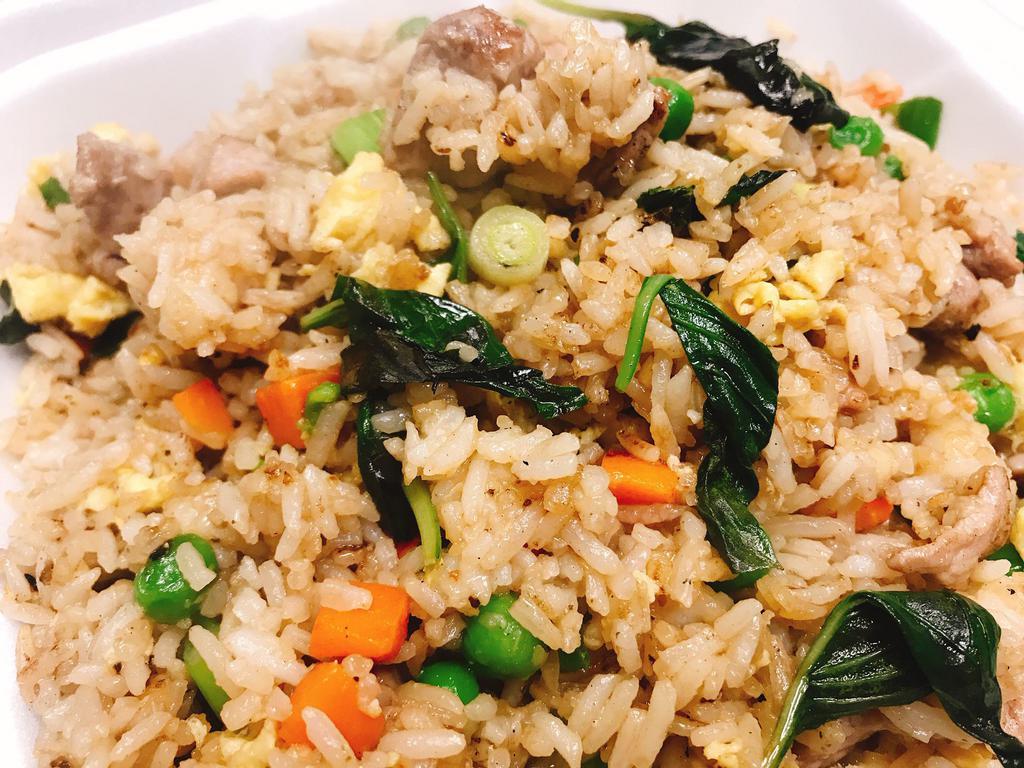 Basil Fried Rice · Jasmine rice wok with egg, bell peppers, onion, basil