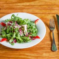Tre Colore Salad · Arugula, endive, radicchio, cherry tomato, balsamic & olive oil dressing