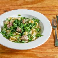 Orecchiette della Nonna · Orecchiette pasta with broccoli di rabe, sausage, garlic and olive oil.