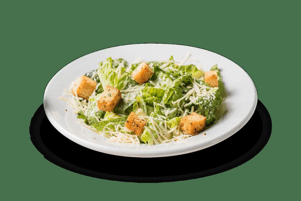Caesar Side Salad · Crisp romaine lettuce topped with parmesan cheese and croutons, with Caesar dressing on the side.