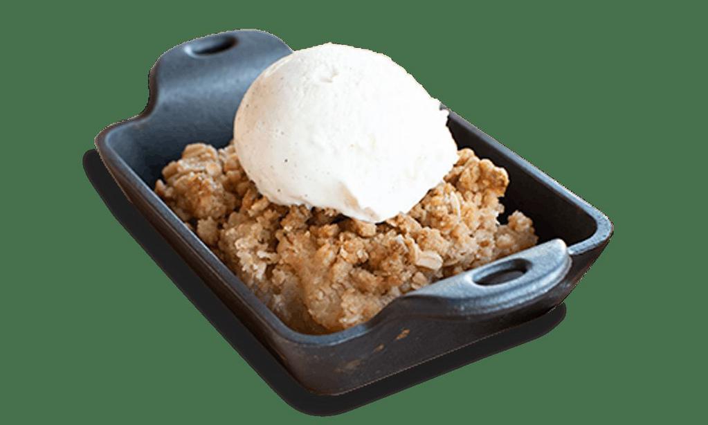 Apple Crisp · Scratch-made with Granny Smith apples, served with vanilla ice cream.