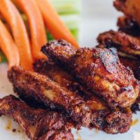Wings Your Way · Six wings oven baked, tossed in buffalo, sweet and spicy or house dry rub with veggies and b...