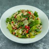 Italian Chopped Salad · Romaine, fresh arugula, herb-roasted chicken, salami, mozzarella, grape tomatoes, roasted re...
