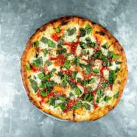 Margherita Thin Crust Pizza · Frehs mozzarella, homemade tomato sauce and fresh basil. Made with extra fine 