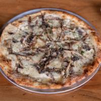 Funghi Thin Crust Pizza · Seasonal herb-roasted mushrooms, fontina cheese, herbed ricotta and Parmesan. Made with extr...