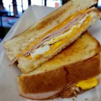 Breakfast Sammy · eggs, and cheese inside a grilled cheese!
