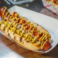 Chicago Dog · Daddy Dog topped with pickle, onion and tomato. Choose a sauce!