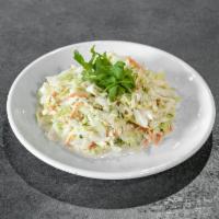 Coleslaw · Vegetarian. White cabbage, carrot, mayo, sugar, and spices