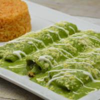 Spinach and Chicken Enchiladas Dinner · 3 corn tortillas stuffed with grilled chicken and spinach, topped with our delicious roasted...