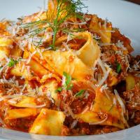 Rigatoni Bolognese* · Rigatoni Pasta, Tomato Sauce, Prime Ground Beef, Parmesan Cheese ＆ Fresh Basil
