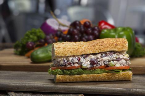 #11. Chicken Salad Sandwich · All white meat chicken breast, celery, cranberries, red grapes and pecans.
