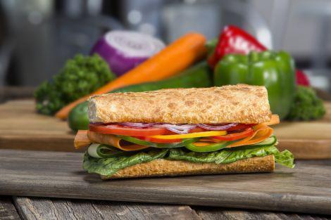 #10. Veggie Sandwich · Garden fresh lettuce, tomatoes, cucumbers, carrots, bell peppers and avocado.