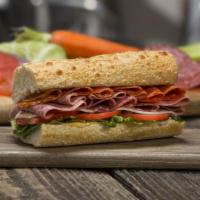 #14. Italian Sandwich · Dry salami, thinly sliced pepperoni, mozzarella cheese, balsamic vinegar and olive oil.