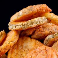 Fried Pickles · Hand battered, served with Ranch