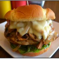 Ultimate Chicken Sandwich · Grilled chicken breast top with grilled onions, grilled mushroom melt with Swiss cheese and ...