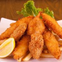 Seafood Combo · The ultimate mouth watering combination of deep-fried seafood prawns, oysters and choice of ...