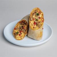 Bayside Breakfast Burrito · Three scrambled eggs, peppers, onions, sausage and salsa