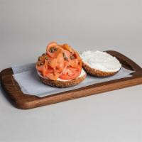 Normandi Lox · Philadelphia cream cheese, nova lox, tomato, onions and capers served on a fresh bagel. Serv...