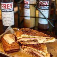 Bar-B-Cuban Sandwich · Pulled pork, ham, pickles, Swiss and New Orleans gold.