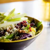 Best House Salad · Mixed greens and romaine, dried cranberries, caramelized walnuts, apples and Gorgonzola with...