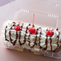 Banana Split · Chocolate, vanilla and strawberry ice cream with strawberry, chocolate and pineapple topping.