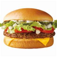 SONIC® Cheeseburger · Melty American cheese, crinkle-cut pickles, chopped onions, fresh shredded lettuce & ripe to...