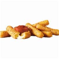 Mozzarella Sticks · 
Crispy on the outside, gooey on the inside. Melty, real mozzarella cheese, breaded and frie...
