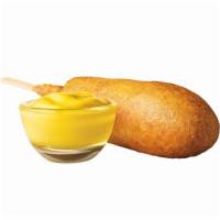 Corndog · A delicious hot dog surrounded in sweet corn batter, and fried  to a crispy golden brown.