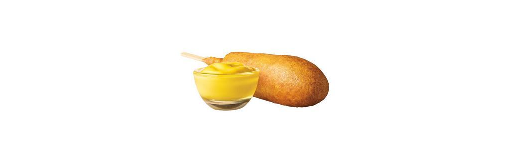 Corn Dog · Simple food at its finest. A delicious hot dog surrounded in sweet corn batter and fried to a crispy golden brown. Try it with some mustard or ketchup if you want. It's like hot dog utopia on a stick.
