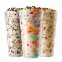 Sonic Blast · Candy filled ice-cream thick enough to eat with a spoon.