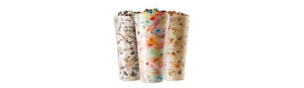 Sonic Blast · Candy filled ice-cream thick enough to eat with a spoon.