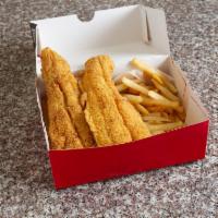 Catfish Fillets Dinner · River, mild, slightly sweet fish. Served with fries, coleslaw and sliced bread.