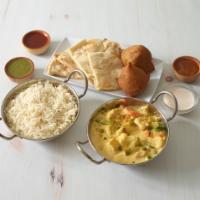 Bombay Delivery Spec · Choose one appetizer and one entree. Served with naan bread, basmati rice, raita, and chutne...