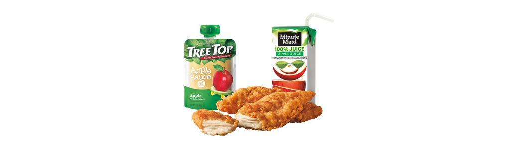 Chicken Tenders Kid's Meal · A kid-friendly finger food. Two crispy-on-the-outside, juicy-on-the-inside all white meat chicken strips. Dip them in sauce or eat them plain. They're good either way.