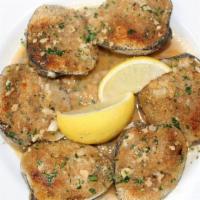 Baked Clams Oreganata · Garlic breadcrumbs herbs butter white wine topping, garlic oregano white wine sauce.