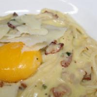 Bucatini Carbonara Lunch · Pancetta, pecorino cheese and egg yolk.