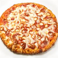 The WestSider™ Pizza · Tomato sauce, double Perri's famous pepperoni, double mozzarella cheese, pecorino Romano and...