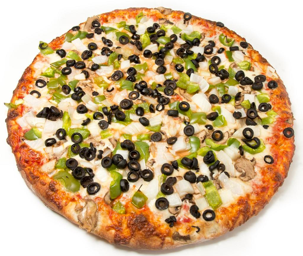 The Landmark Pizza · Veggies. Choice of sauce, fresh mushroom, sweet peppers, onion, black olive and mozzarella cheese.
