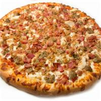 Fully Loaded™ Pizza · Meats. Tomato pizza sauce, grilled chicken, meatball, sausage, bacon and mozzarella cheese.