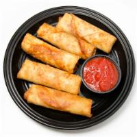 Pizza Logs · Everyones go to favorite pepperoni and cheese stuffed appetizer, served with pizza sauce.