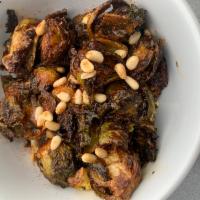 Fried Brussel Sprouts  · Tangy sauce with pine nuts. 