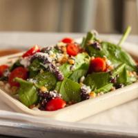 Mediterranean Salad - Side · Gluten-free. Spinach, olive tapenade, feta, tomatoes, walnuts, and Mediterranean dressing. S...